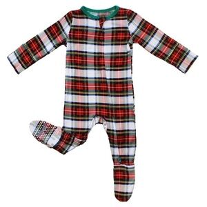 FREE BIRDIES WINTER HOLIDAY PLAID FOOTIE 18/24m